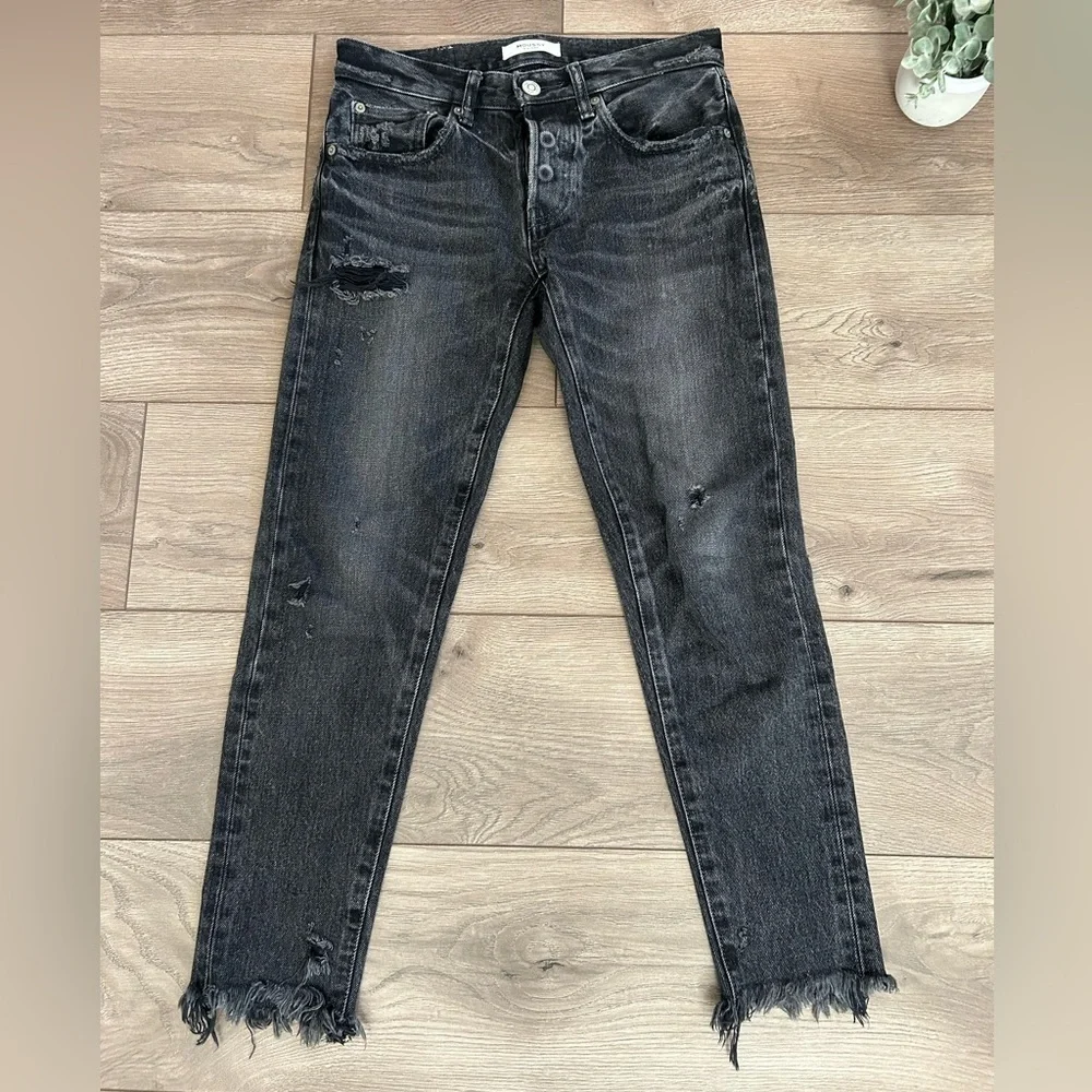 Moussy Vintage Charcoal Distressed Ankle Jeans Size 25